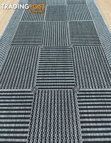 Suva Squares Black Grey 22 212 Hallway Runner Non Slip 12.5M - Suva Black Grey...