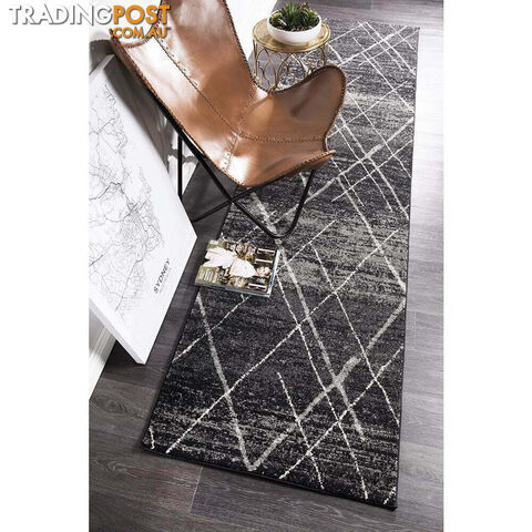 Oasis Noah Charcoal Contemporary Runner Rug 500X80cm - OAS-452-CHAR-500X80