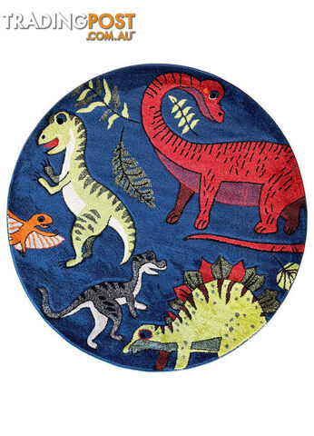 Cotton Candy E925A Dinosaur Blue ROUND 150x150cm - CC-E925A-blue-150x150