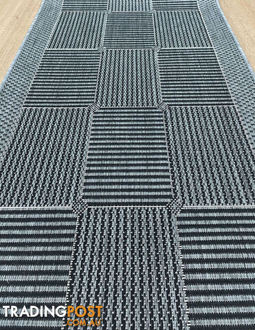 Suva Squares Black Grey 22 212 Hallway Runner Non Slip 16.5M - Suva Black Grey...
