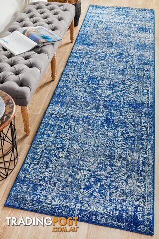 Evoke Contrast Navy Transitional Runner Rug 300X80CM - EVO-253-NAVY-300X80