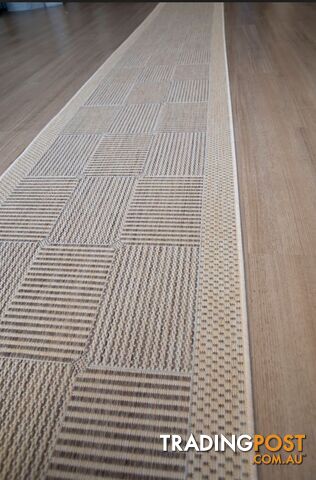 Suva Coffee Natural Squares 22 721 Hallway Runner Non Slip 2M  - 22 721 CN