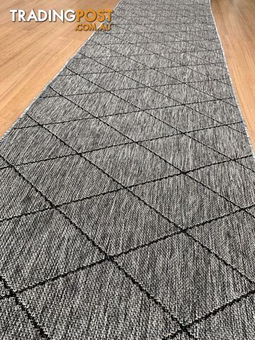 Chino 1931 Grey Black Hall Runner 80cm Wide Non-Slip 1M  - UPDAE SKU - 1931 Grey Black