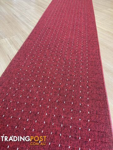 Roma Dots Red Hallway Runner 80CM Wide 17M 