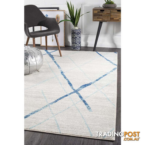 Oasis Noah White Blue Contemporary Rug 330X240cm - OAS-452-BLUE-330X240