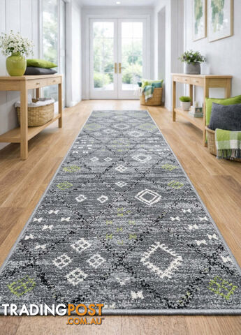 Seville Grey Green Hallway Runner 80CM Wide 2M - AXON-614567-Grey-Green-Runner