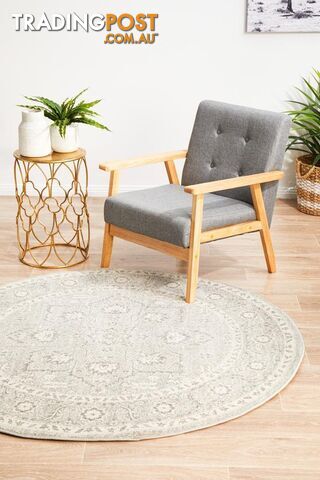 Evoke Silver Flower Transitional Round Rug 240X240CM - EVO-261-SIL-240X240