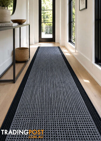 Chino Silver Black 2822 Hall Runner Non-Slip 80cm Wide 10.5M -...