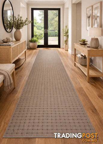 Roma Dots Taupe Hallway Runner 80CM Wide 12.5M - MOS JAZZ TAUPE 80CM