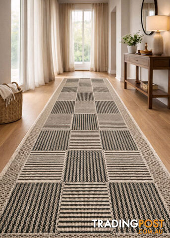 Suva Squares Black Coffee 22 112 Hallway Runner Non Slip 8.5M - 22-112-BC - photo 3 of 8