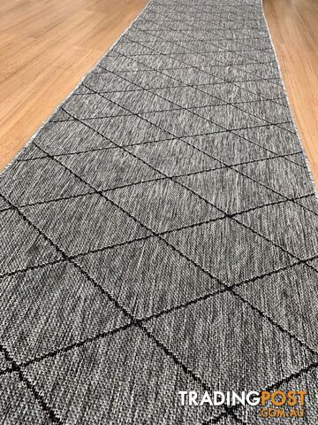 Chino 1931 Grey Black Hall Runner 80cm Wide Non-Slip 14.5M  - UPDAE SKU - 1931 Grey Black