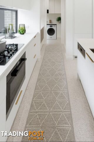 Roma Triangles Mocha Hallway Runner 67CM Wide 2M