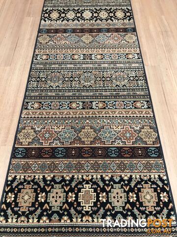 Afghan Black Hallway Runner 80CM Wide 14.5M 