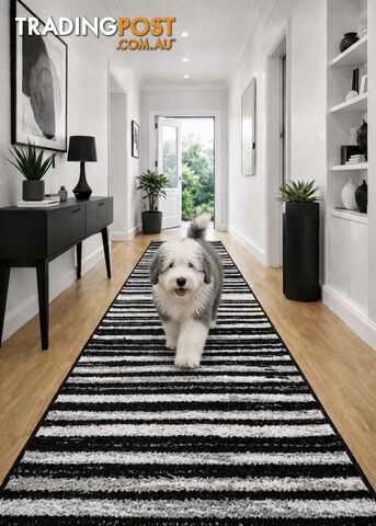 Seville Modern Hallway Runner 80CM Wide 1M - Axon-614681-Black