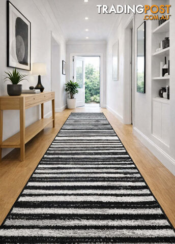 Seville Modern Hallway Runner 80CM Wide 1M - Axon-614681-Black - photo 2 of 4