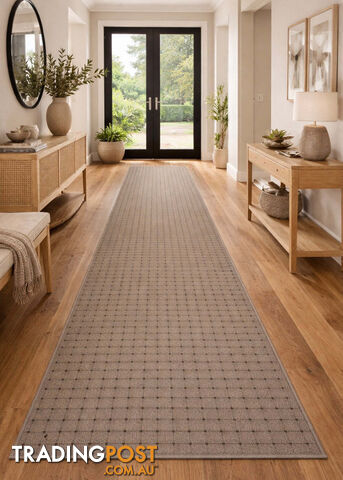 Roma Dots Taupe Hallway Runner 80CM Wide 12M - MOS JAZZ TAUPE 80CM