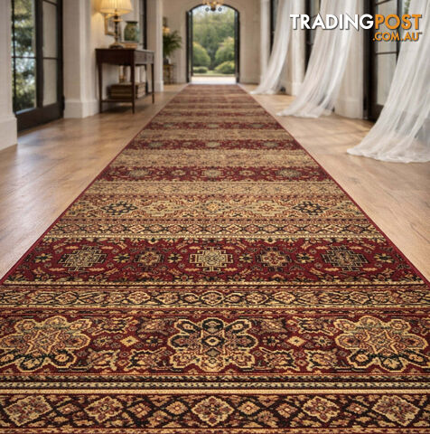 Afghan Red Hallway Runner 80CM Wide 9M - Afghan 135 Red
