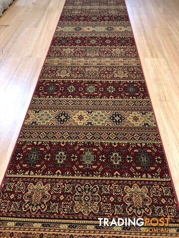 Afghan Red Hallway Runner 80CM Wide 9M  - Afghan 135 Red