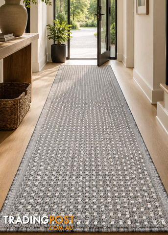 Sorrento Silver C Hallway Runner Non Slip 80CM Wide 1M - Seaspray 3787 W71 E-80