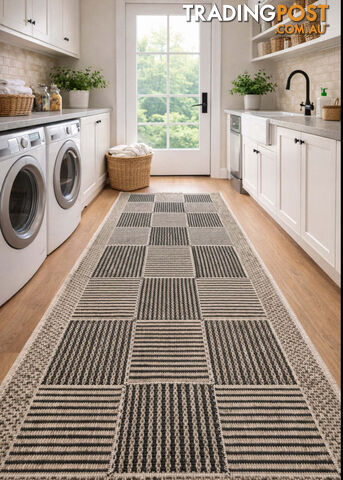 Suva Squares Black Coffee 22 112 Hallway Runner Non Slip 3M - 22-112-BC