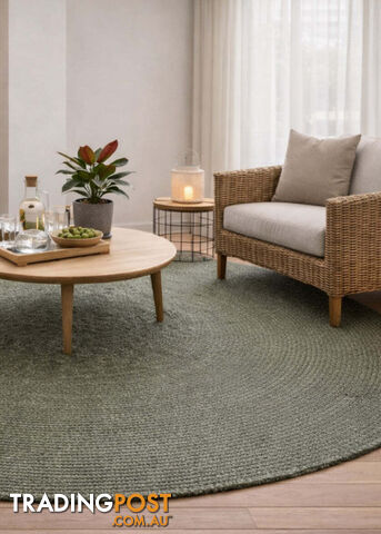 Cara Olive Round Rug 200 x 290 (Oval)