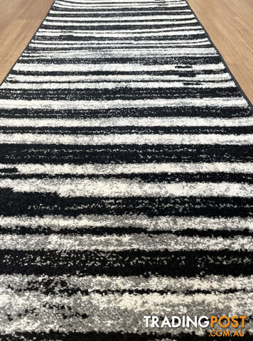 Seville Modern Hallway Runner 80CM Wide 2M  - Axon-614681-Black - photo 3 of 4