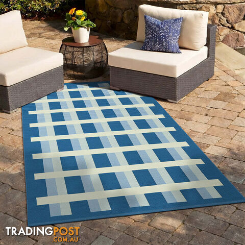 Vista Lattice Blue Rug 300X80CM - VTA-LAT-BLUE-300X80