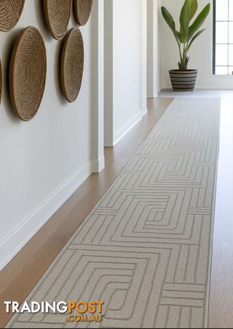 Summit Maze Beige Hallway Runner 80cm Wide 14.5M