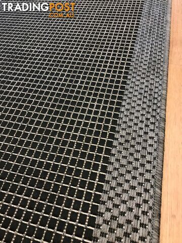 Suva Black Grey Flat Woven Hall Runner Non-Slip 17 212 2.5M - 17-212