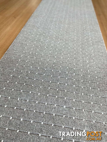 Roma Dots Grey Hallway Runner 67CM Wide 2M  - STANFORD GREY WHITE 67CM