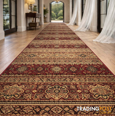 Afghan Red Hallway Runner 80CM Wide 6M - Afghan 135 Red