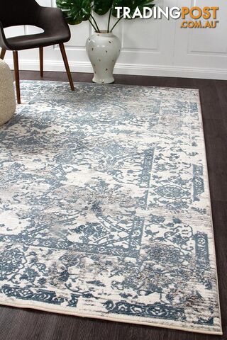 Kendra Yasmin Distressed Transitional Rug White Blue Grey 400X300CM -...