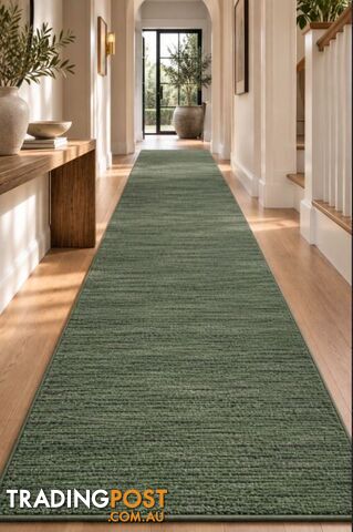 Nori Green Hallway Runner 80CM Wide 15M