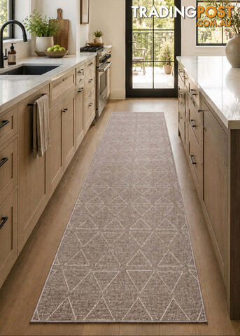 Roma Triangles Mocha Hallway Runner 67CM Wide 16M