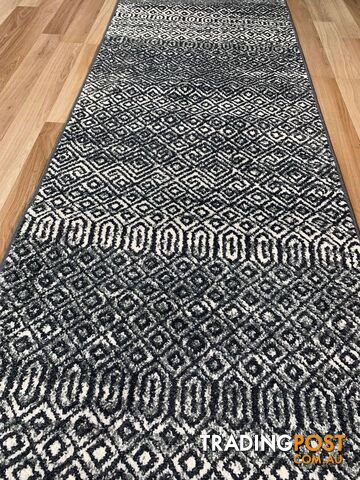 Seville Black White Hallway Runner 80CM Wide 6.5M - AXON-E614633-574-Runner
