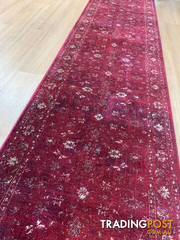 Tavarnelle Burgundy Cream Hallway Runner 80CM Wide 1M  - 6299