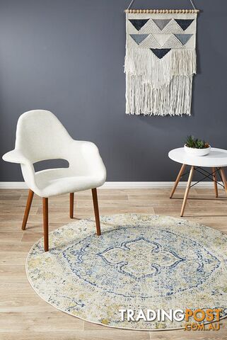 Museum Tyler Sky Blue Round Rug 150X150CM - MUS-867-SKY-150X150
