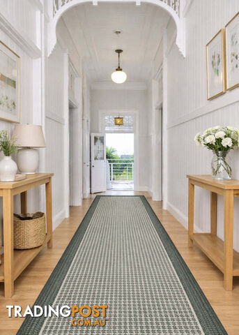 Chino 2822 Green Linen Hallway Runner Non-Slip 80CM 13M