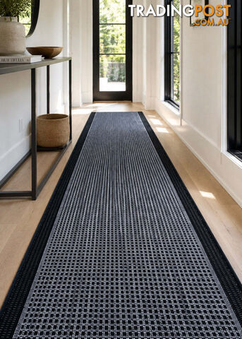 Chino Silver Black 2822 Hall Runner Non-Slip 80cm Wide 6M -...