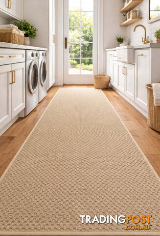 Phoenix Beige Hall Runner 80cm Wide Non Slip Backing 4.5M - Tango-Byron-Bay