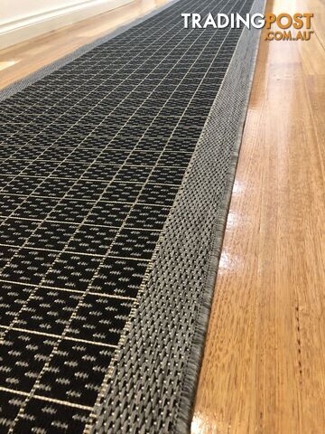 Suva Black Grey Hall Runner Non-Slip 405 212 6.5M