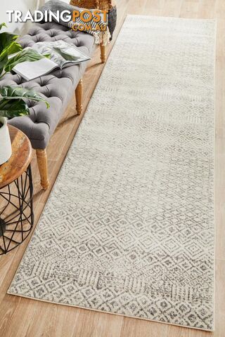 Evoke Diamond Grey Transitional Runner Rug 300X80CM  - EVO-265-GREY-300X80