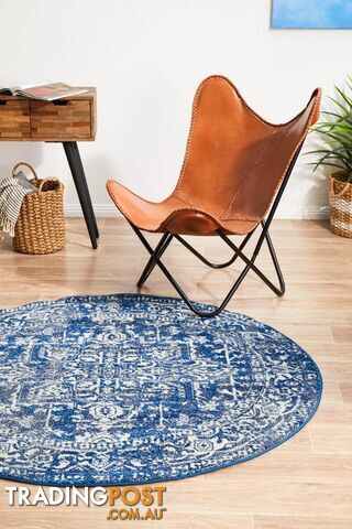 Evoke Contrast Navy Transitional Round Rug 200X200CM - EVO-253-NAVY-200X200