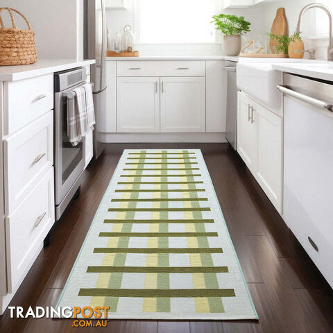 Vista Lattice Green Runner Rug 300X80CM - VTA-LAT-GREEN-300X80