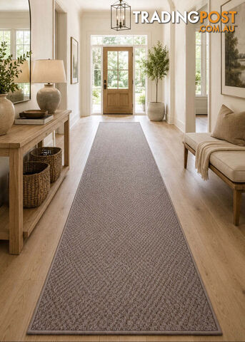 Phoenix Taupe Hall Runner 67cm Wide Non Slip Backing 1M - TANGO - TAUPE 80CM