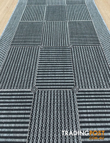 Suva Squares Black Grey 22 212 Hallway Runner Non Slip 6.5M - Suva Black Grey...