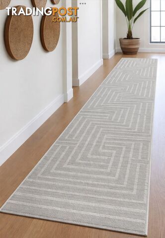 Summit Maze Grey Hallway Runner 80cm Wide 1M - OZLO - 7606511 ASH