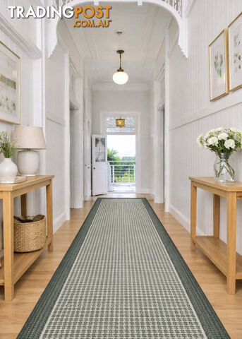 Chino 2822 Green Linen Hallway Runner Non-Slip 80CM 15.5M