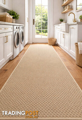 Phoenix Beige Hall Runner 67cm Wide Non Slip Backing 8M - TANGO - BYRON BAY
