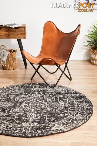 Evoke Scape Charcoal Transitional Round Rug 150X150CM - EVO-253-CHAR-150X150